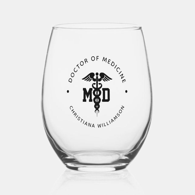 Vaso De Vino Personalizado Médica de Medicina Médica Graduación (Anverso)