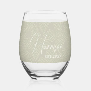 Vaso De Vino Personalizado Minimalista moderno verde oliva