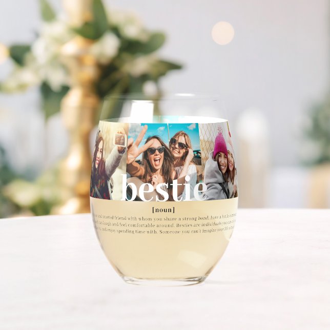 Vaso De Vino Personalizado moderno Bestie significa mejores ami (Insitu (Boda))