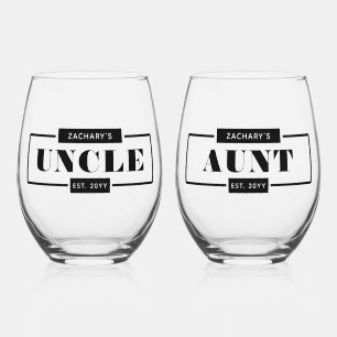 Vaso De Vino Personalizado moderno, valiente tía y tío Est