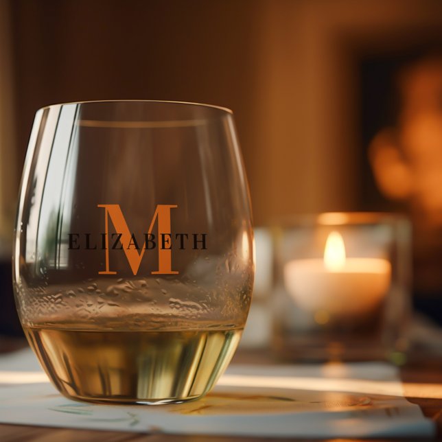 Vaso De Vino Personalizado Monograma personalizado Nombre inici (Subido por el creador)