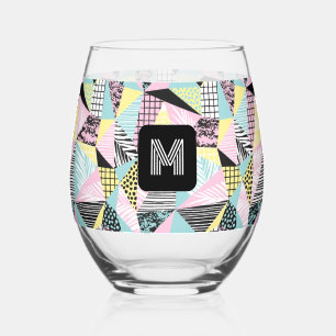 Vaso De Vino Personalizado Monograma Resumen Patrón tropical