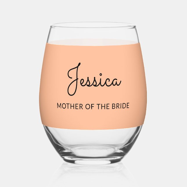 Vaso De Vino Personalizado Monogramada Boda Madre de la novia (Anverso)