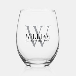 Vaso De Vino Personalizado Monogramado Padre del Groom