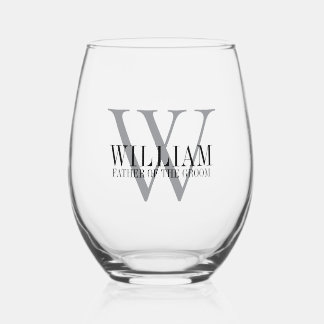 Vaso De Vino Personalizado Monogramado Padre del Groom