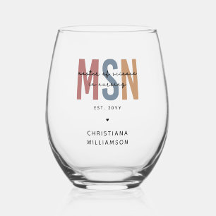 Vaso De Vino Personalizado MSN Master en Ciencias en Graduación