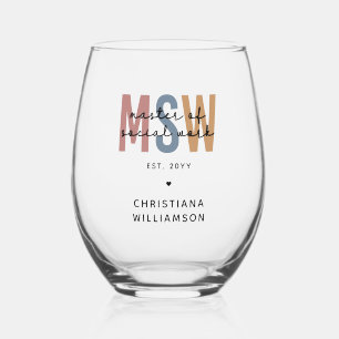 Vaso De Vino Personalizado MSW Master en Obra Social Graduación