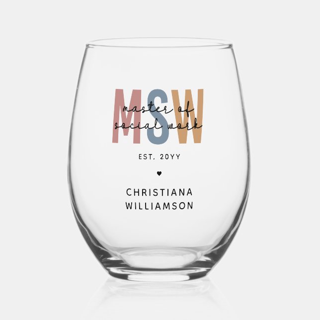 Vaso De Vino Personalizado MSW Master en Obra Social Graduación (Anverso)