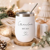 Vaso de vino personalizado para la abuela minimali