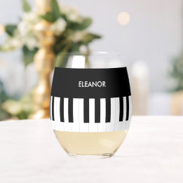 Vaso De Vino Personalizado Piano Teclado Musical Instrumental M