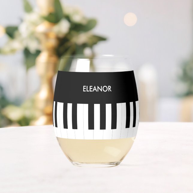 Vaso De Vino Personalizado Piano Teclado Musical Instrumental M (Insitu (Boda))
