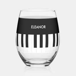Vaso De Vino Personalizado Piano Teclado Musical Instrumental M