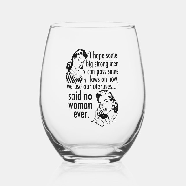 Vaso De Vino Personalizado política feminista pro Choice Retro  (Anverso)