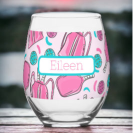 Vaso De Vino Personalizado Preppy Bolas y remo rosados