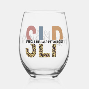 Vaso De Vino Personalizado SLP Speech Pathólogo Leopard Print