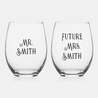 Vaso De Vino Personalizado Sr. y futura Sra.