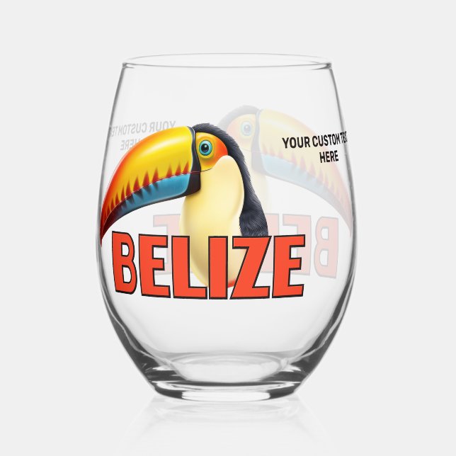 Vaso De Vino Personalizado Texto BELICE Toucan (Anverso)