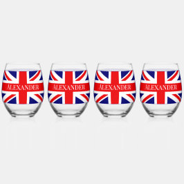 Vaso De Vino Personalizar con un nombre Bandera Nacional Britán
