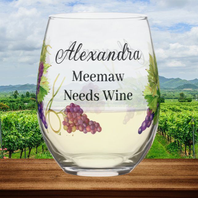 Vaso De Vino Personalizar nombre Meema necesita uvas de vino (Subido por el creador)