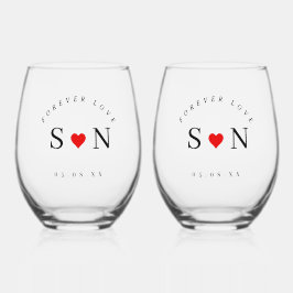 Vaso De Vino Personalize Love Shape Stem Wedding Monogram 