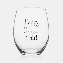 Vaso De Vino Personalized Black Typography New Year's Eve Party
