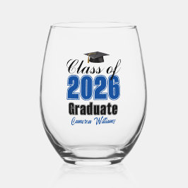 Vaso De Vino Personalized Blue Class of 2026 Graduation