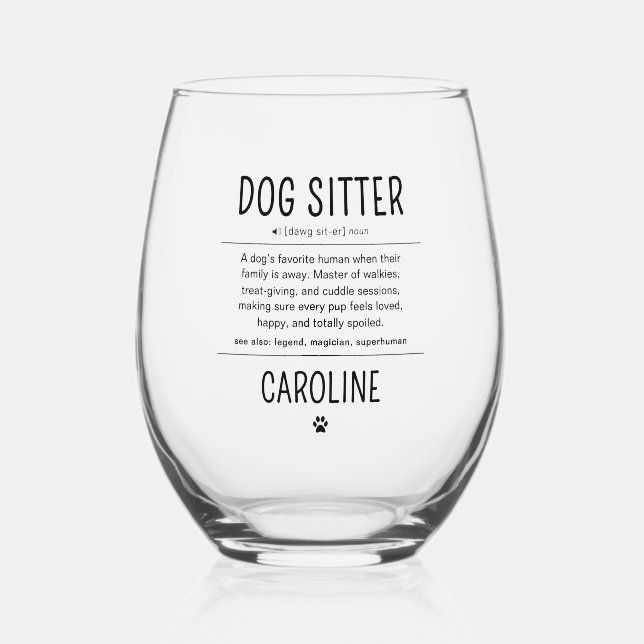 Vaso De Vino Personalized Dog Sitter Pet Sitter Funny Gifts (Anverso)