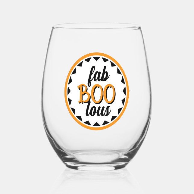 Vaso De Vino Personalized Fab Boo Lous Halloween Party Design (Anverso)