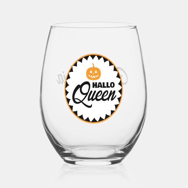 Vaso De Vino Personalized Hallo Queen Halloween  (Anverso)