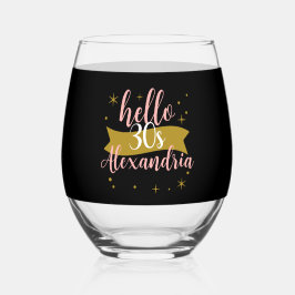 Vaso De Vino Personalized Hello 30 Birthday Design