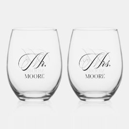 Vaso De Vino Personalized Mr. & Mrs. Stemless Wine Glass