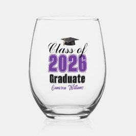 Vaso De Vino Personalized Purple Class of 2026 Graduation