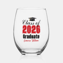 Vaso De Vino Personalized Red Class of 2026 Graduation