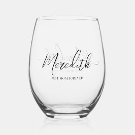 Vaso De Vino Personalized Script best mom ever monogram