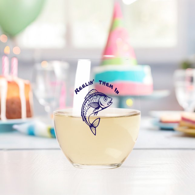 Vaso De Vino Pescado Relajándolas En (Insitu (Cumpleaños))