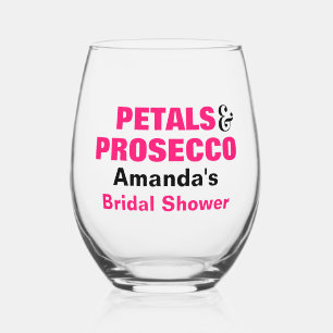 Vaso De Vino Petales personalizados y ducha de novia Prosecco