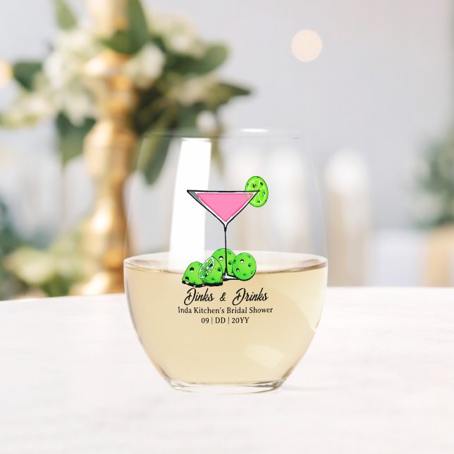 Vaso De Vino Pickleball Cosmo Dinks & Drinks Personalizados (Insitu (Boda))