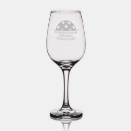Vaso De Vino Picklehead personalizada Pickleball Etched Pickleb