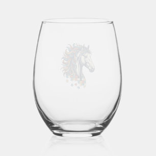 Vaso De Vino Pieza de rompecabezas de caballo colorido grabado