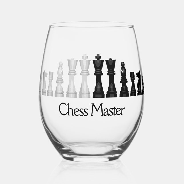 Vaso De Vino Piezas de ajedrez Diseño Vino sin Estúmulo (Anverso)