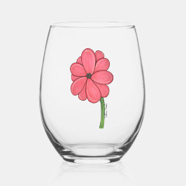 Vaso De Vino Pink Full Flower