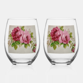 Vaso De Vino Pink Rose Elegance 