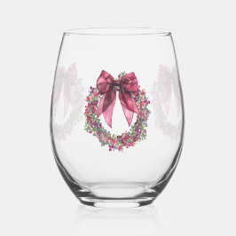 Vaso De Vino Pink Wreath Christmas Wine Glass Set