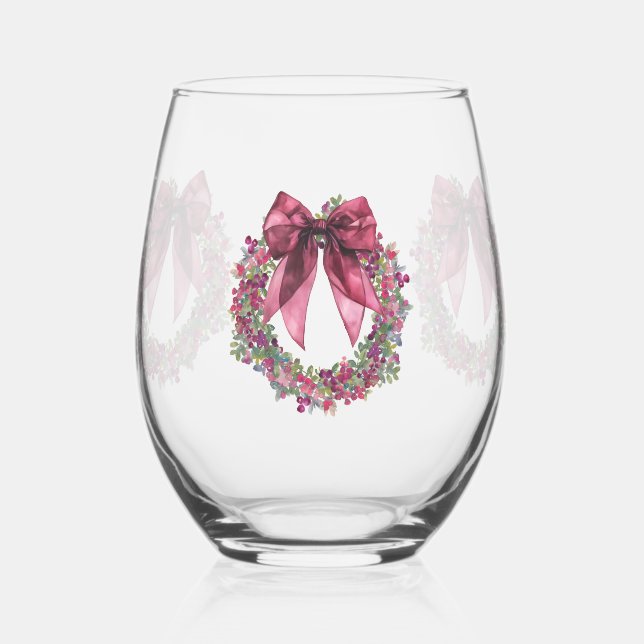 Vaso De Vino Pink Wreath Christmas Wine Glass Set (Izquierda)