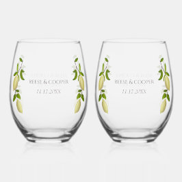 Vaso De Vino Pintura de cítrico fresco Limones Mediterráneo mod