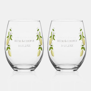 Vaso De Vino Pintura de cítrico fresco Limones Mediterráneo mod