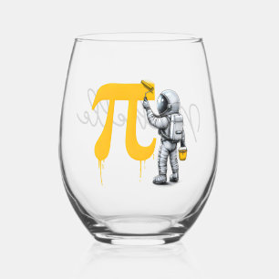 Vaso De Vino Pintura personalizada de astronauta símbolo Pi día