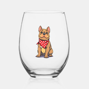 Vaso De Vino Pitbull Bulldog Adorable con Pañuelo Amante de los
