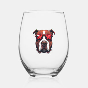 Vaso De Vino Pitbull llevando gafas de sol en los colores de Ca