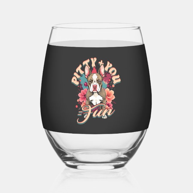 Vaso De Vino Pitbull Pitbulls Pitty + Tú = Diversión (Anverso)